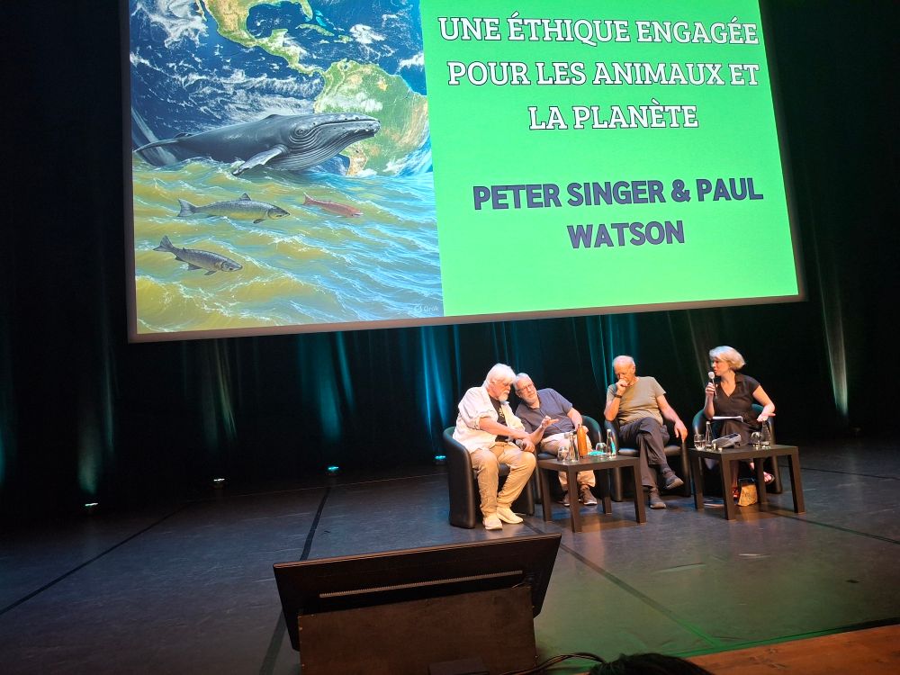 Scène de la conférence avec les intervenants 