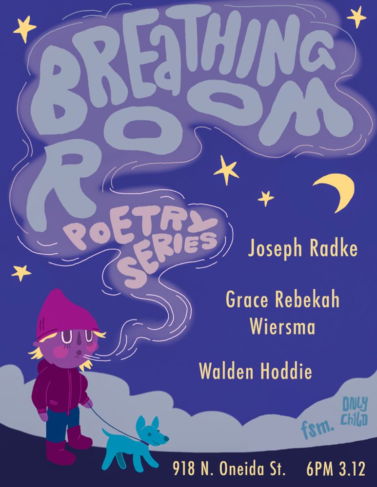 Poster for reading 3/12/25 @ 6 PM at 918 N. Oneida Street, Appleton, WI