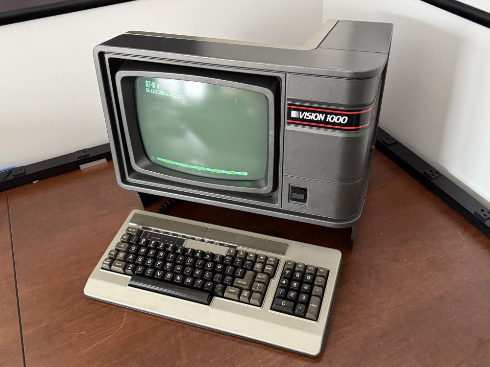 This is a picture of the Northern Technologies Vision 1000 computer terminal from the early 80s.  It's in the "set up" screen where various settings can be changed including switching from 80 columns to 132 columns.  #retrocomputer