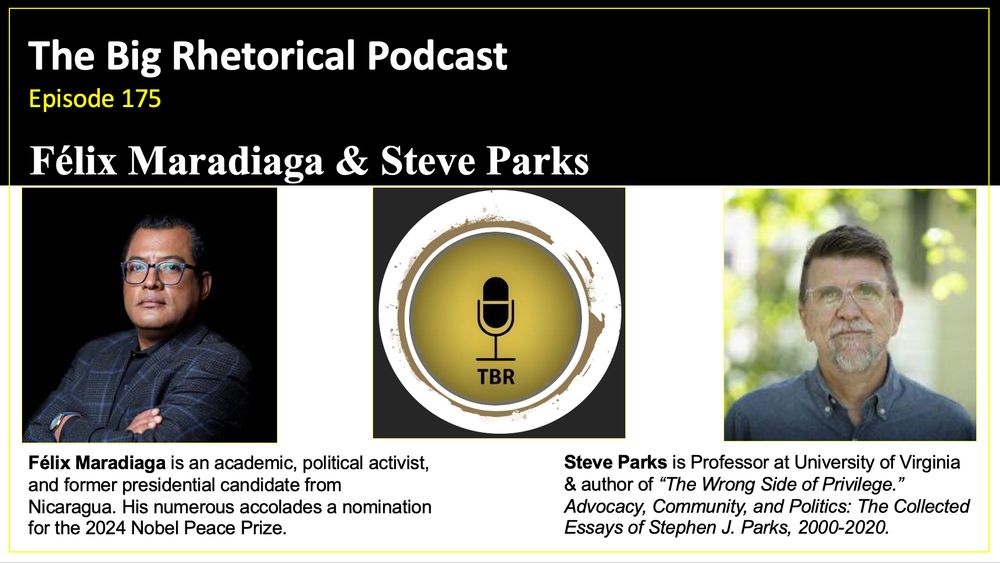 The Big Rhetorical Podcast Episode 175. Headshots of Félix and Steve and the TBR Podcast logo.