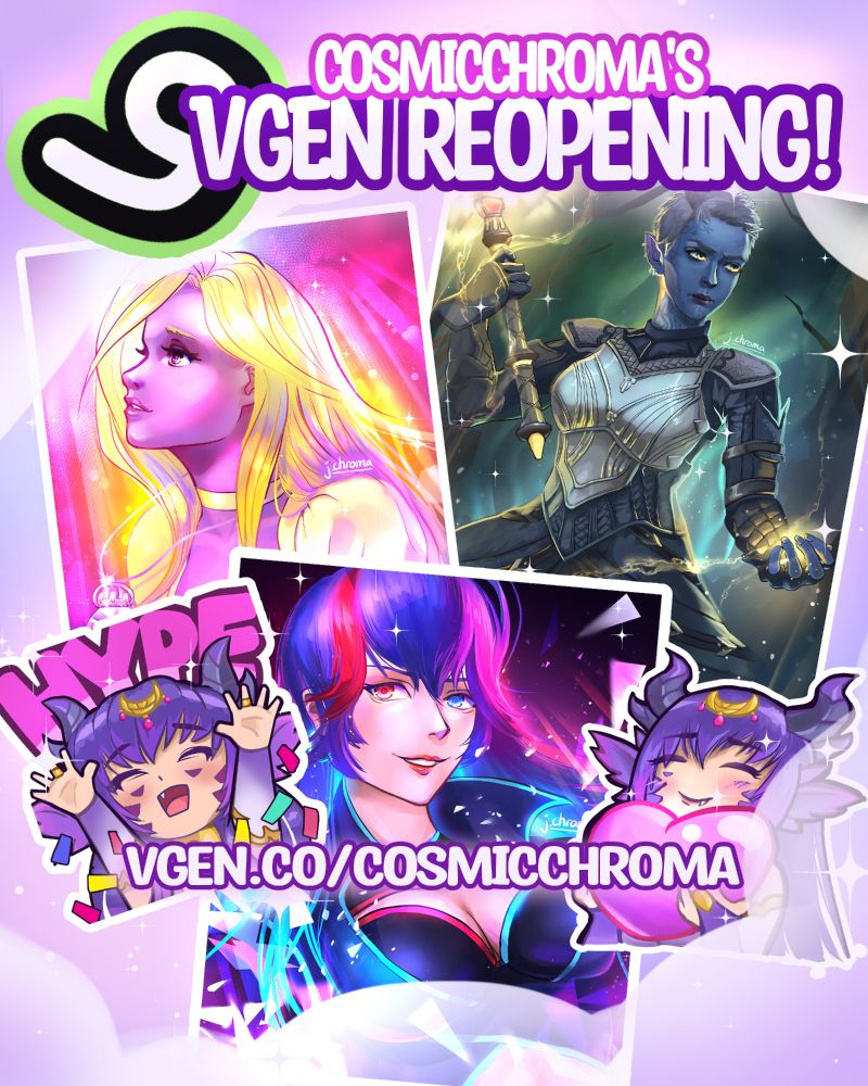A collage of three past commissions that I have finished for clients on VGen.