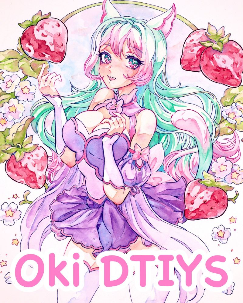 Same girl, original illustration and design by Oaktea, rendered in watercolor.