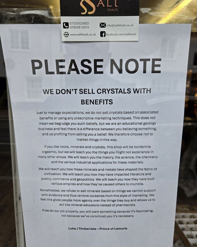 No crystals with benefits.