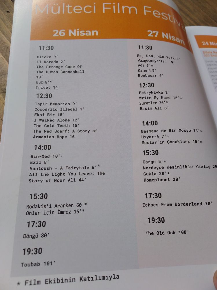 4. İzmir Mülteci Film Festivali'nin ilk gün programı.