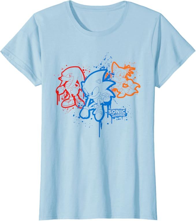 Crafted from 100% cotton, experience the speed and style of Sonic the Hedgehog with this official, high-quality spray paint T-shirt. 