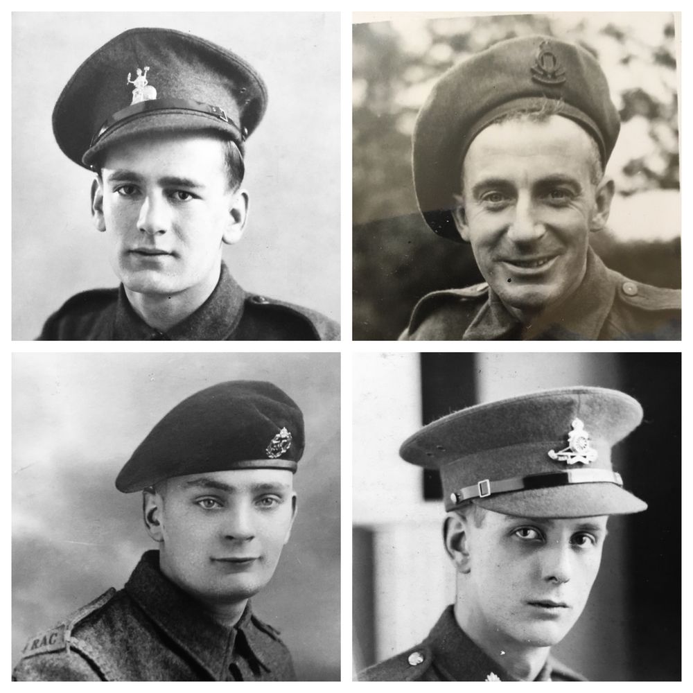 Portrait photographs of four British soldiers of the Second World War, c1940-1945