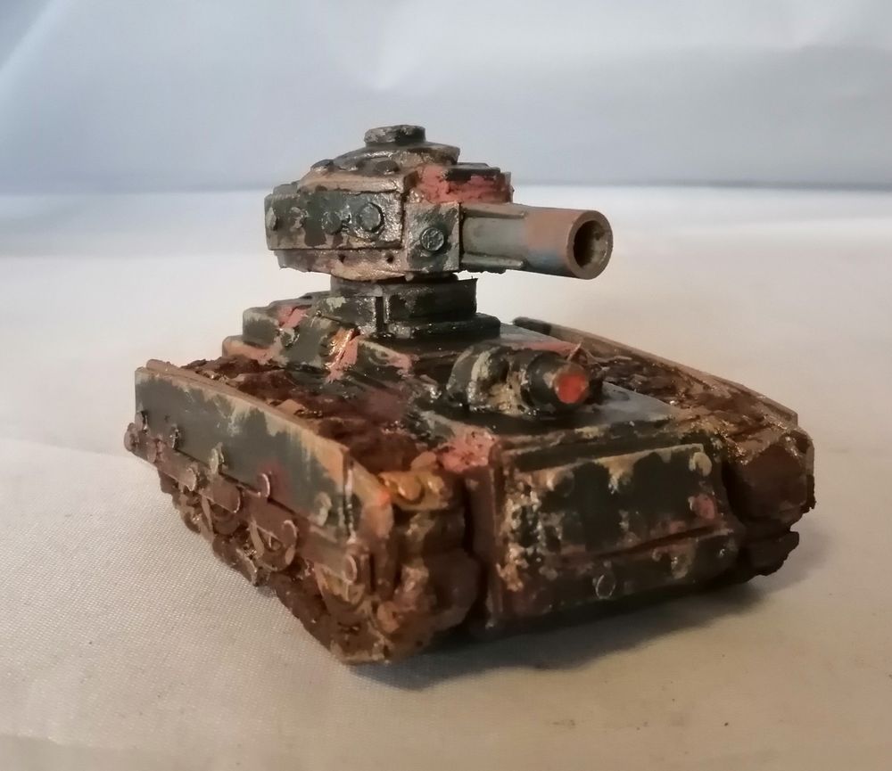 A scrapmetal tank in black. Front/angled view.