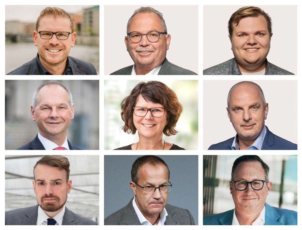 Von links oben nach rechts unten: Christian Schreider, Udo Schiefner, Jan Plobner, Mathias Stein (alle SPD), Susanne Menge (Grüne), Detlef Müller (SPD), Valentin Abel, Jürgen Lenders, Bernd Reuther (alle FDP)
