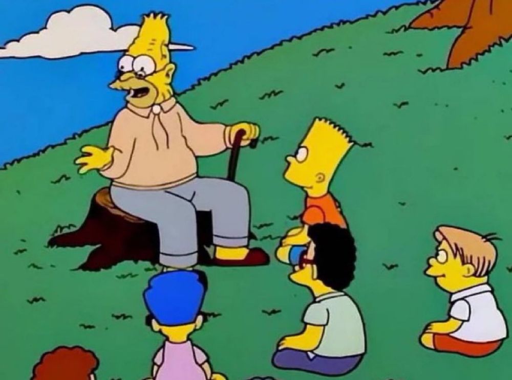 Grandpa Simpson bluthing himself