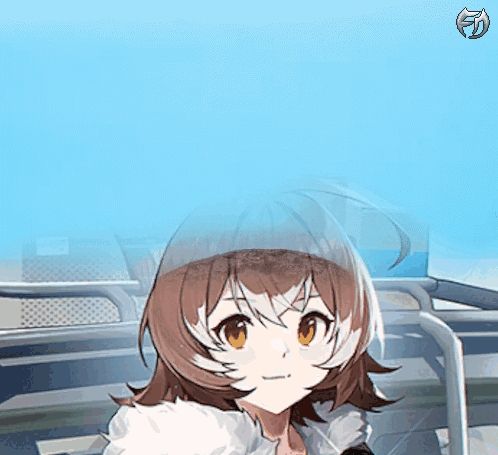 a brown haired anime girl with a white fur coat on