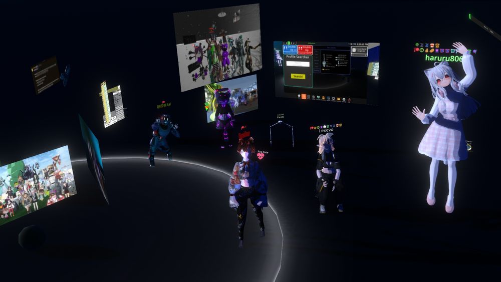 A picture taken in NeosVR with me, hamocorp, nepushiro, lecloutpanda, redman and haruru