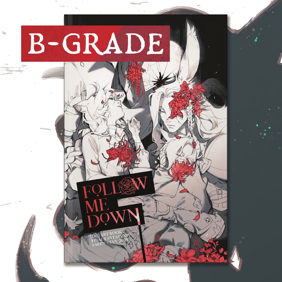 An image of the FOLLOW ME DOWN book, with the label "B-GRADE" overlaid on top.