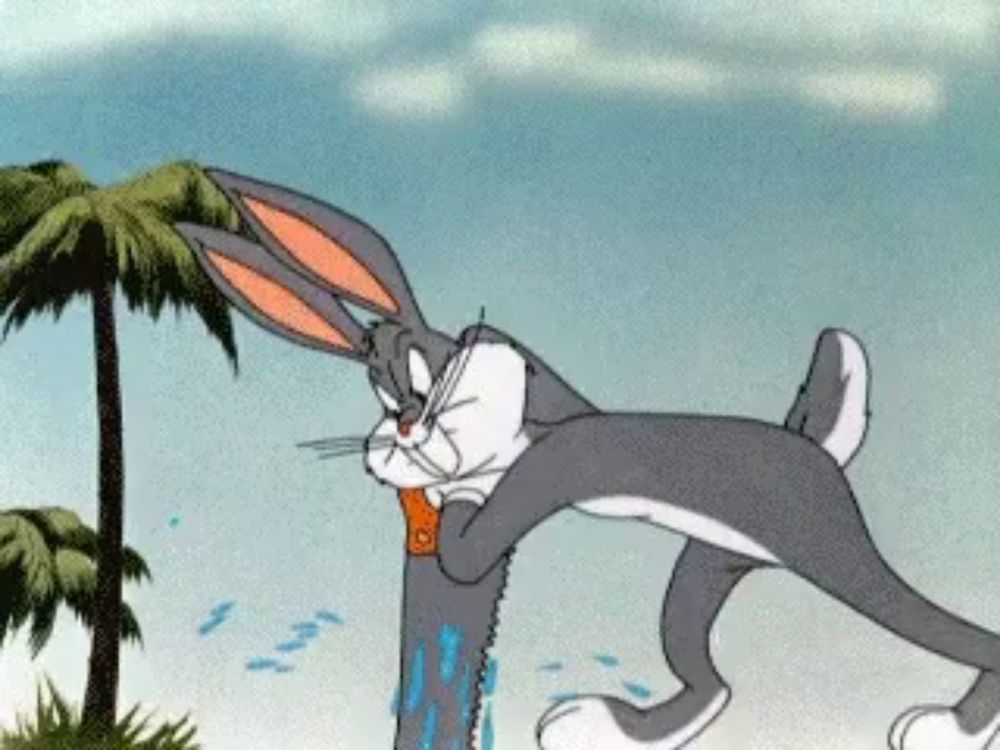 a cartoon of bugs bunny holding a saw