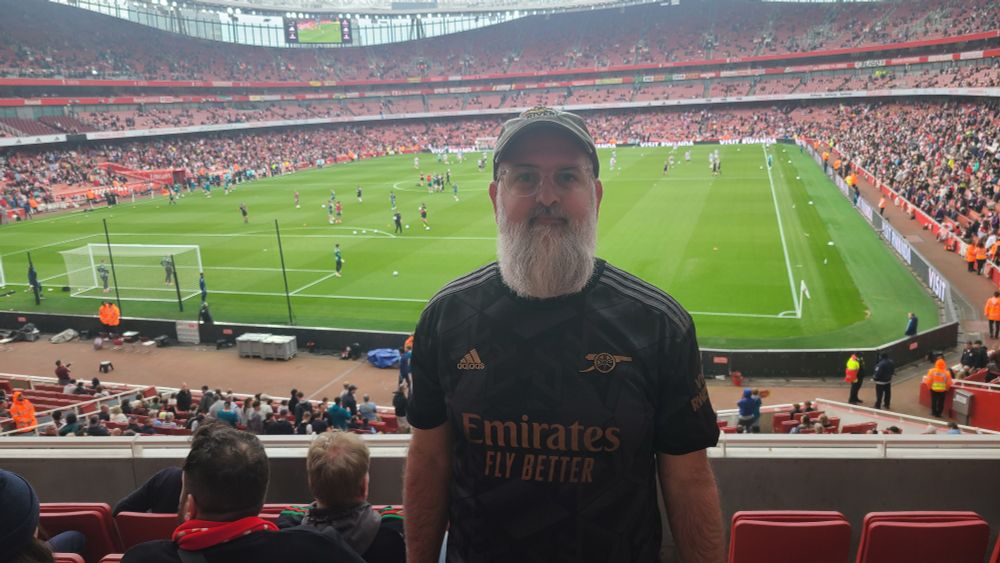 Man at football match