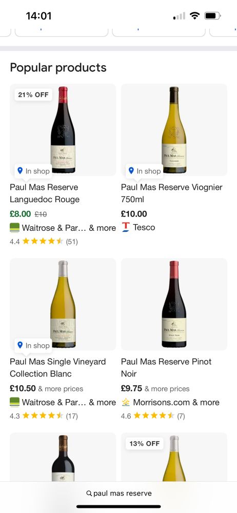 Various Paul Mas Reserve wines. 