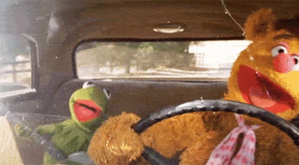 Kermit Driving GIF