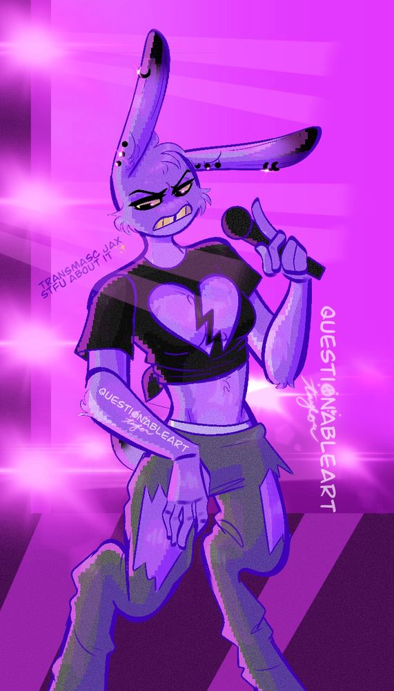 Jax on stage performing, mic in one hand, glaring angrily 