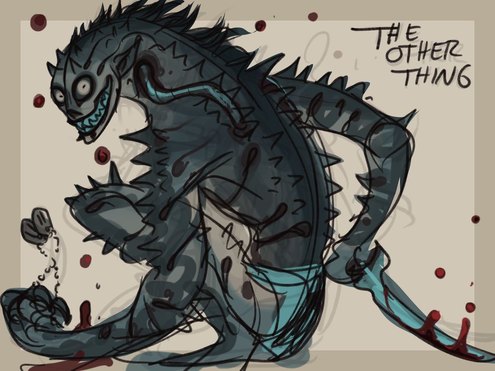 And a weird hunched little spiky guy of an elf, knife in one hand and dog tags in the other