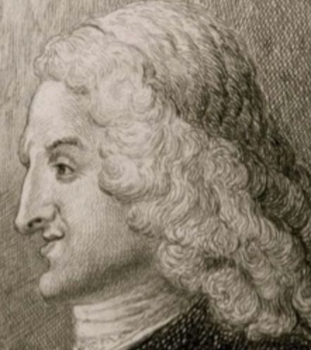 A truly atrocious profile drawing of an English writer from the 1700's.  