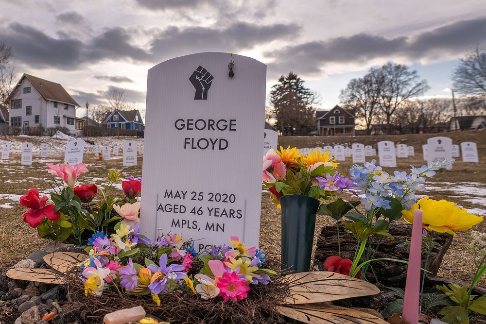 Memorial for George Floyd at the Say Their Names cemetery 
