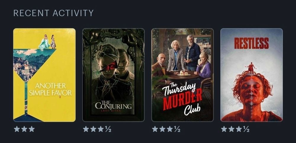 Another Simple Favour, The Conjuring Thursday Murder Club, Restless