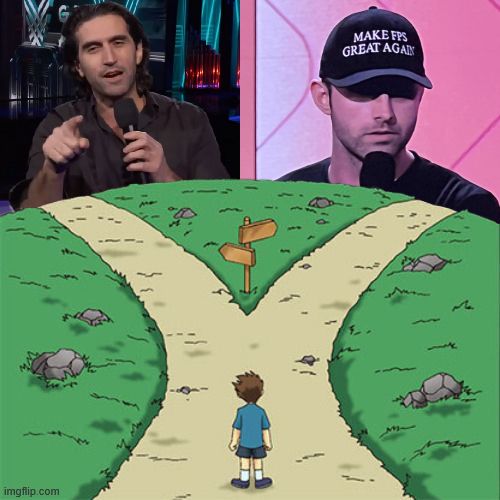 which way western man meme, but josef fares or the splitgate 2 maga hat guy