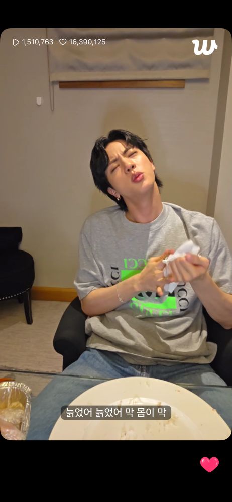 BTS Jin whining and wiping his hands 