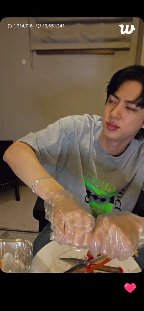 BTS Jin eating crab