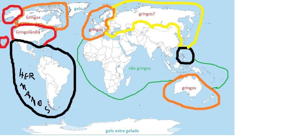 Shitmap com as definições de países gringos