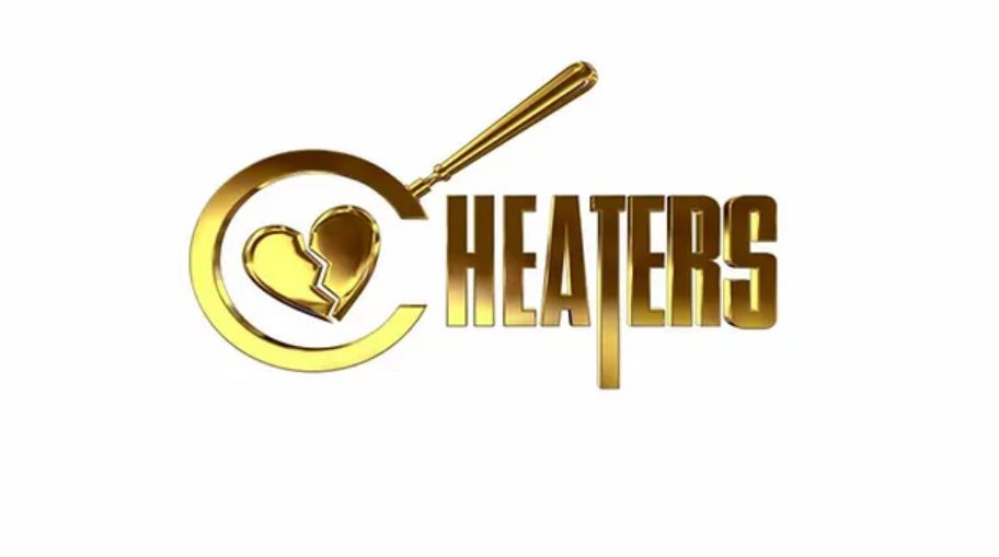 A logo design representing investigation agency is gold and brown colored word-art with, letter C shaped as magnifying glass with broken heart in the center, spelling out the word “Cheaters”