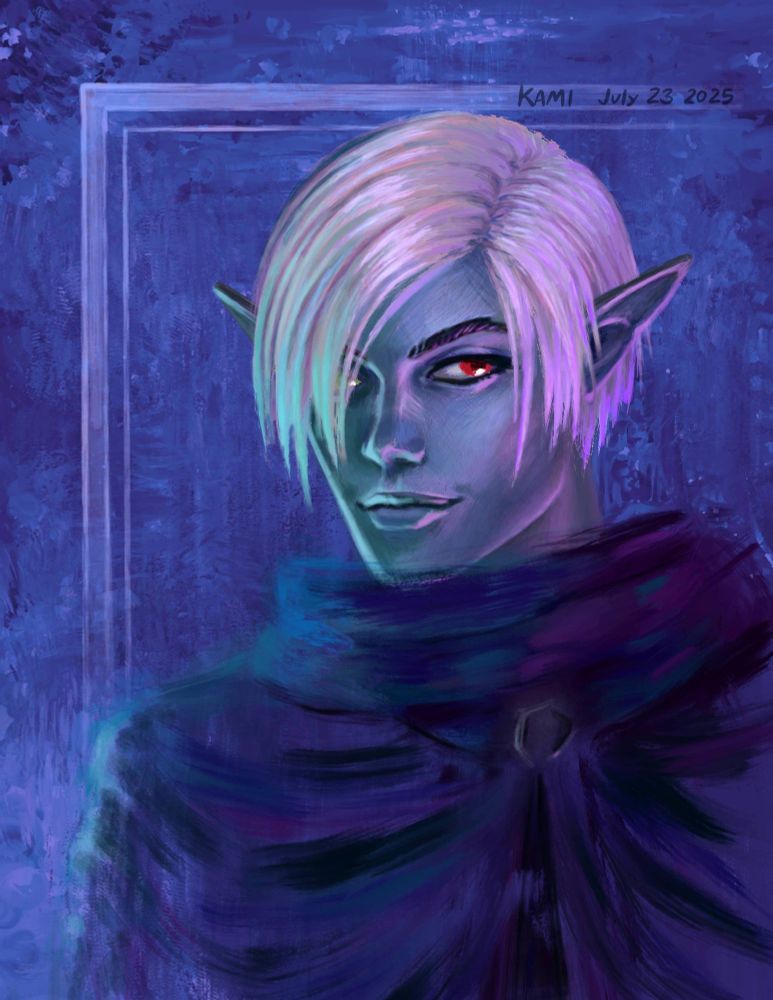 painted dark elf guy in holographic colors