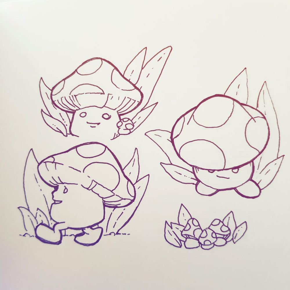 little smiley toadstool doodles