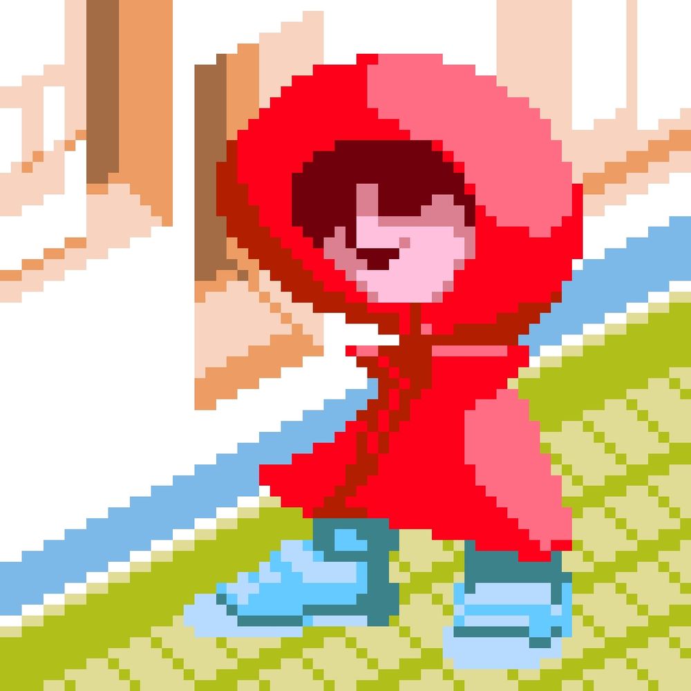 lil red riding dood in sneakers pixelart