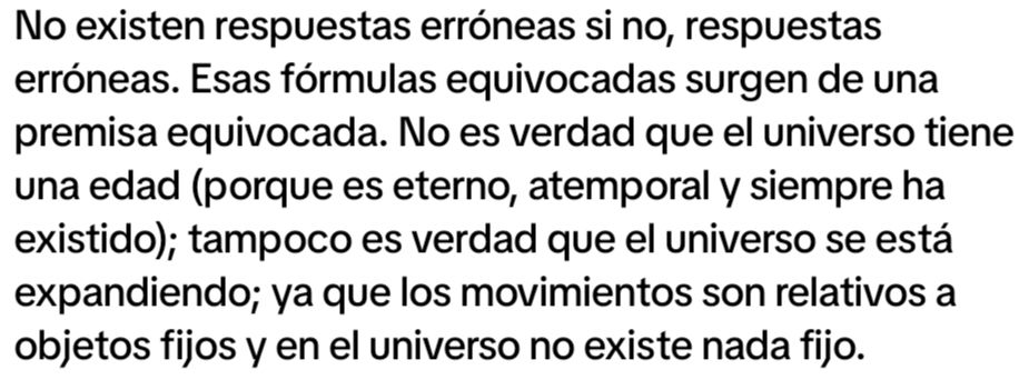 un pavo se flipa y dice que el universo es eterno y atemporal. Dice que el universo no se puede expandir porque los movimientos son relativos a objetos fijos y en el universo nada es fijo.