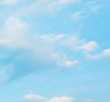 A light blue sky with white, fluffy clouds.