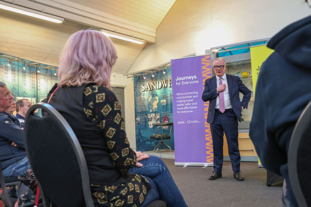 Richard Parker answering a question at a previous Ask the Mayor Anything in Dudley.