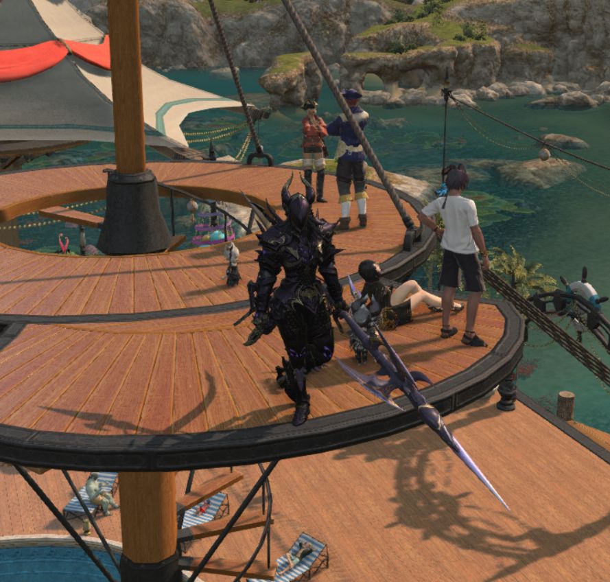 screenshot of Vaal (drg) standing on a platform of the summer event ship