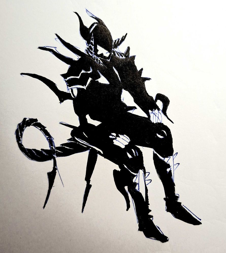 sketch of my oc Vaal in dragoon armor. traditional