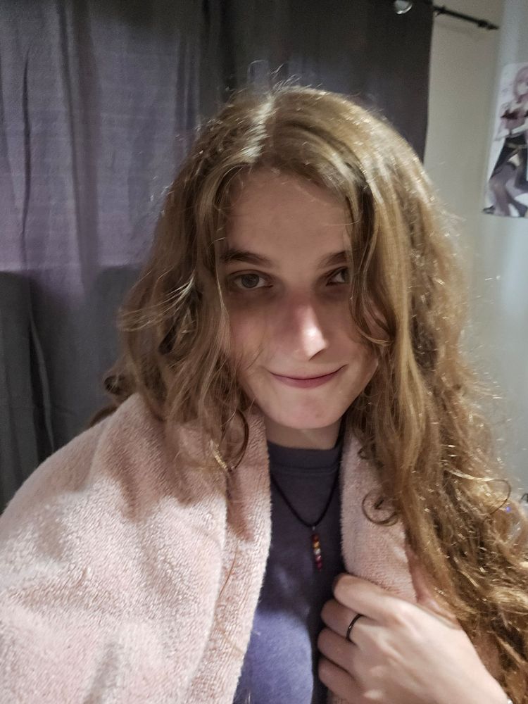 Me with a towel around my shoulders