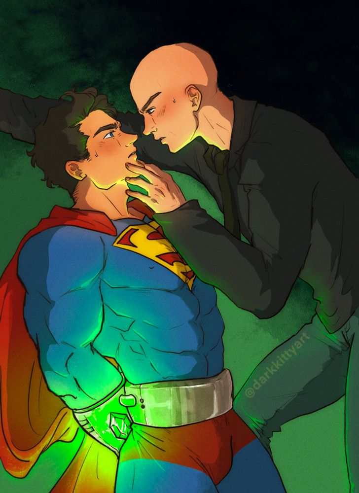 Superman is captured by Lex Luthor. The steel cuffs powered by kryptonite to weaken Clark. Lex frustrated and flustered because he’s fighting his inner feelings towards Superman.