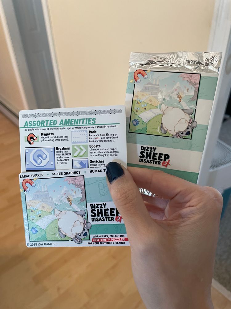 Cards and booster pack styled packaging for Dizzy Sheep Disaster: Ex for the nintendo e-reader