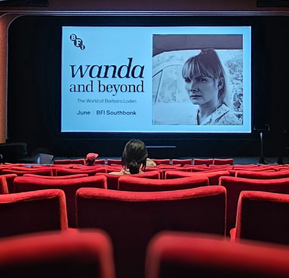 Image of BFI Southbank Theatre 1. The image on the screen reads: "Wanda and beyond - the world of Barbara Loden, June 2025, BFI Southbank."