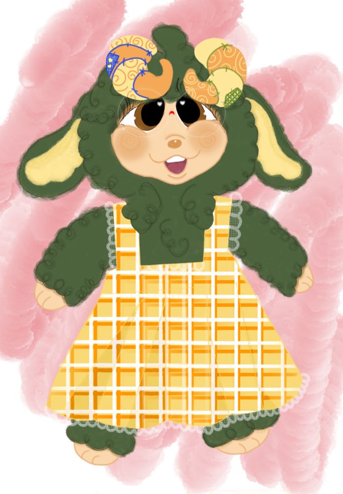 digital art of twitch streamer jules depicted as a rushton doll. 
