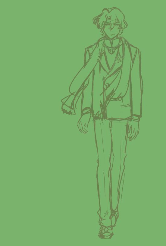 二次創作絵の下書き。フォーマルスーツを着たCHプレアの絵。