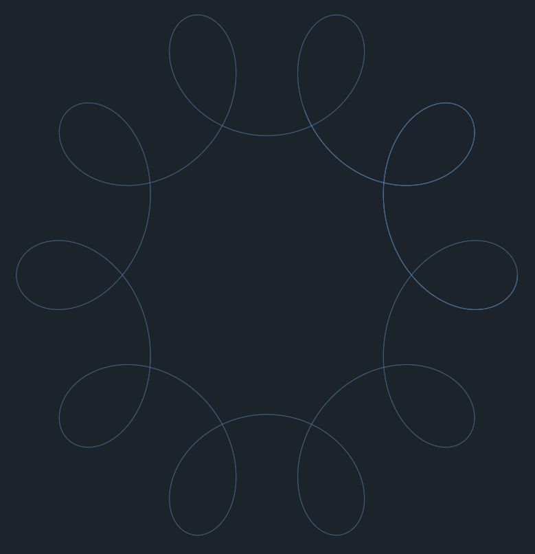 Hypotrochoid shape in blue on black background.