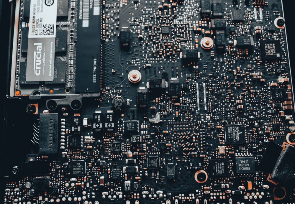 A close-up view of a computer chip.