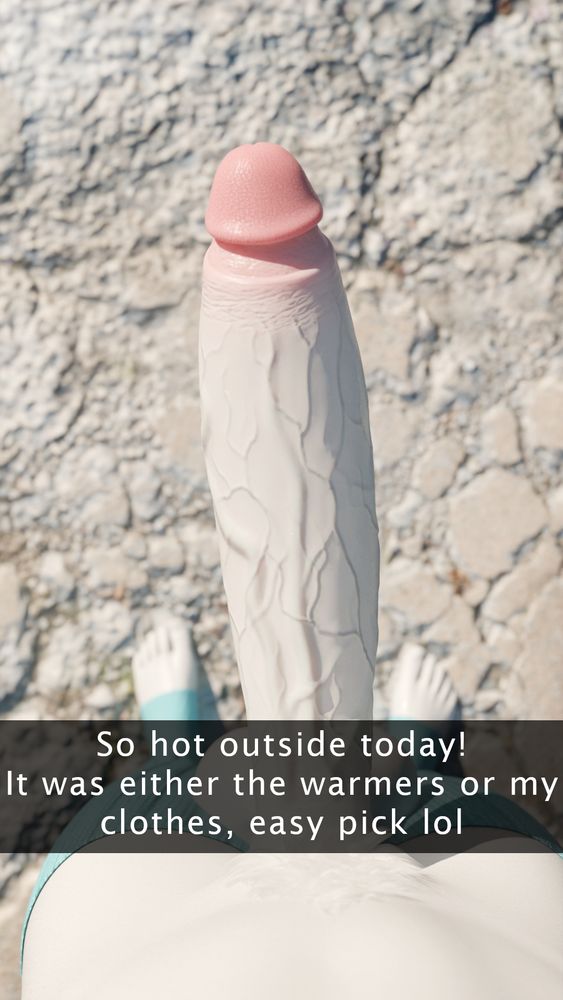A photo from Bel, captioned as follows:
"So hot outside today! It was either the warmers or my clothes, easy pick lol"