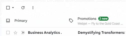 A screenshot showing part of an email client.
Sender "Business Analytics" and the subject line is cropped to show "Demystifying Transformers"