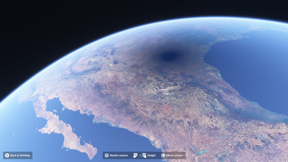 Shadow of eclipse on North America as seen from space in Microsoft Flight Simulator