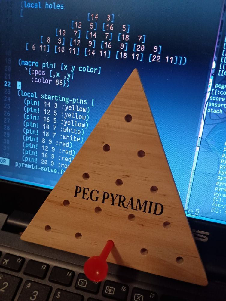 triangular peg solitaire with 1 pin left